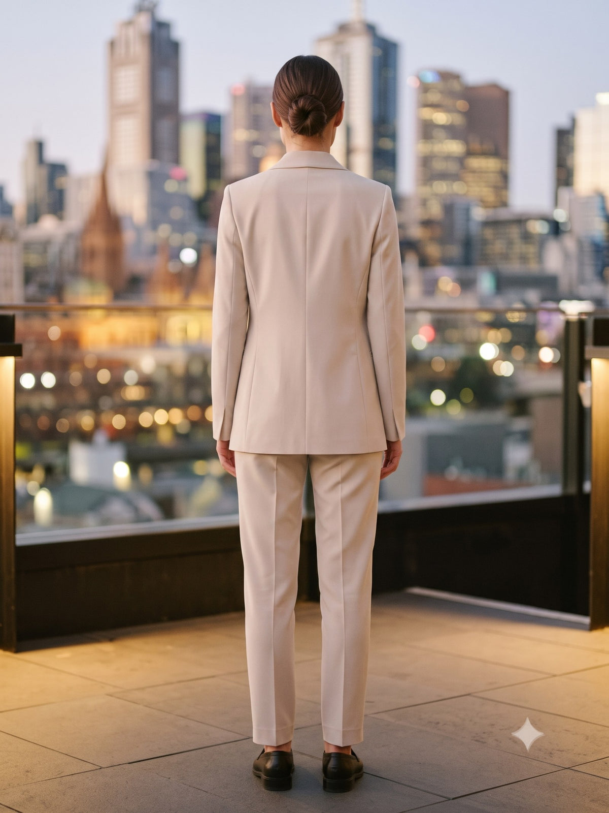 Taper Wool Crepe Suit in Chalk, back