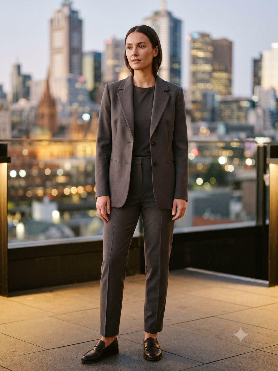 Taper Wool Crepe Suit