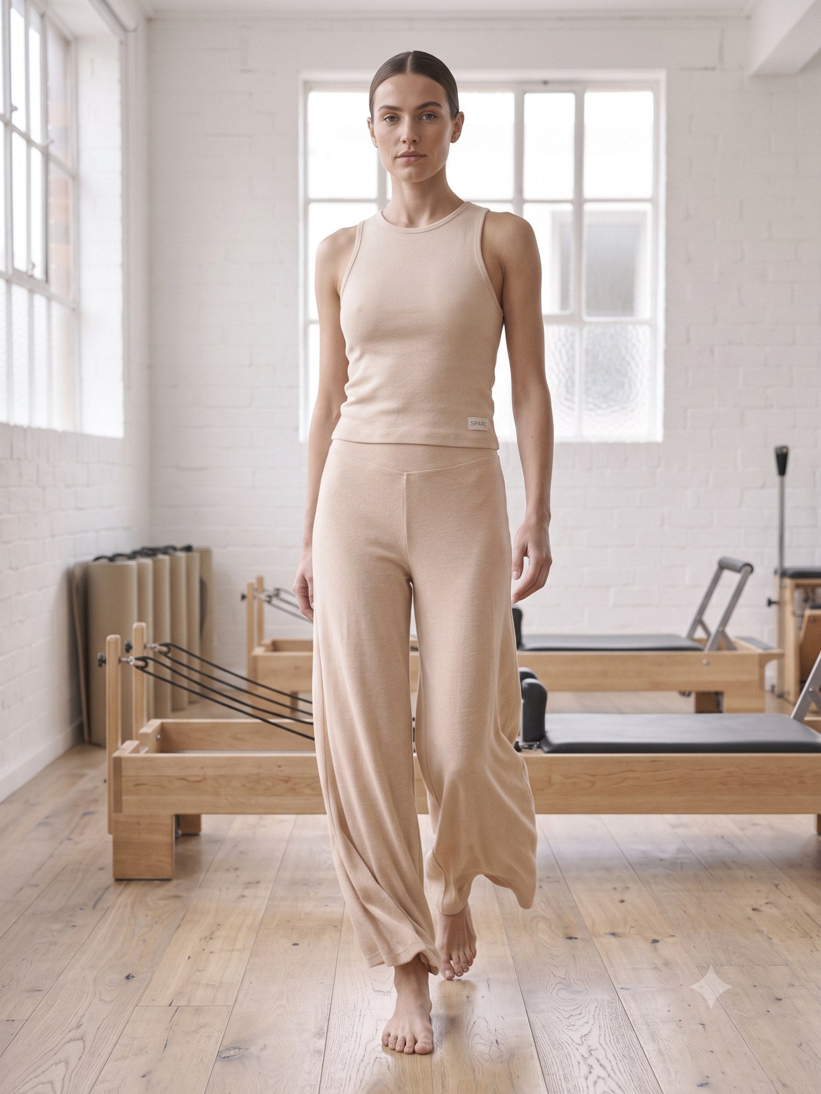 Tempo Wide-Leg Active Pant in Cloud, in motion