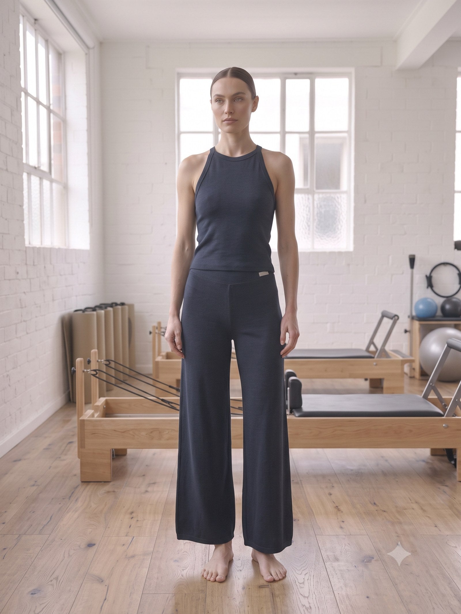 Tempo Wide-Leg Active Pant in Ink, front