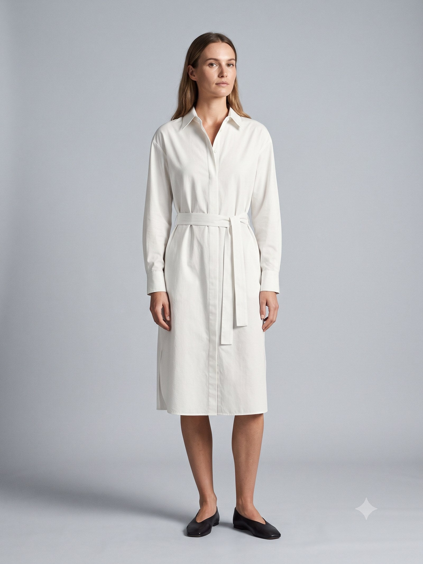 Threshold Poplin Shirt Dress in Chalk, front