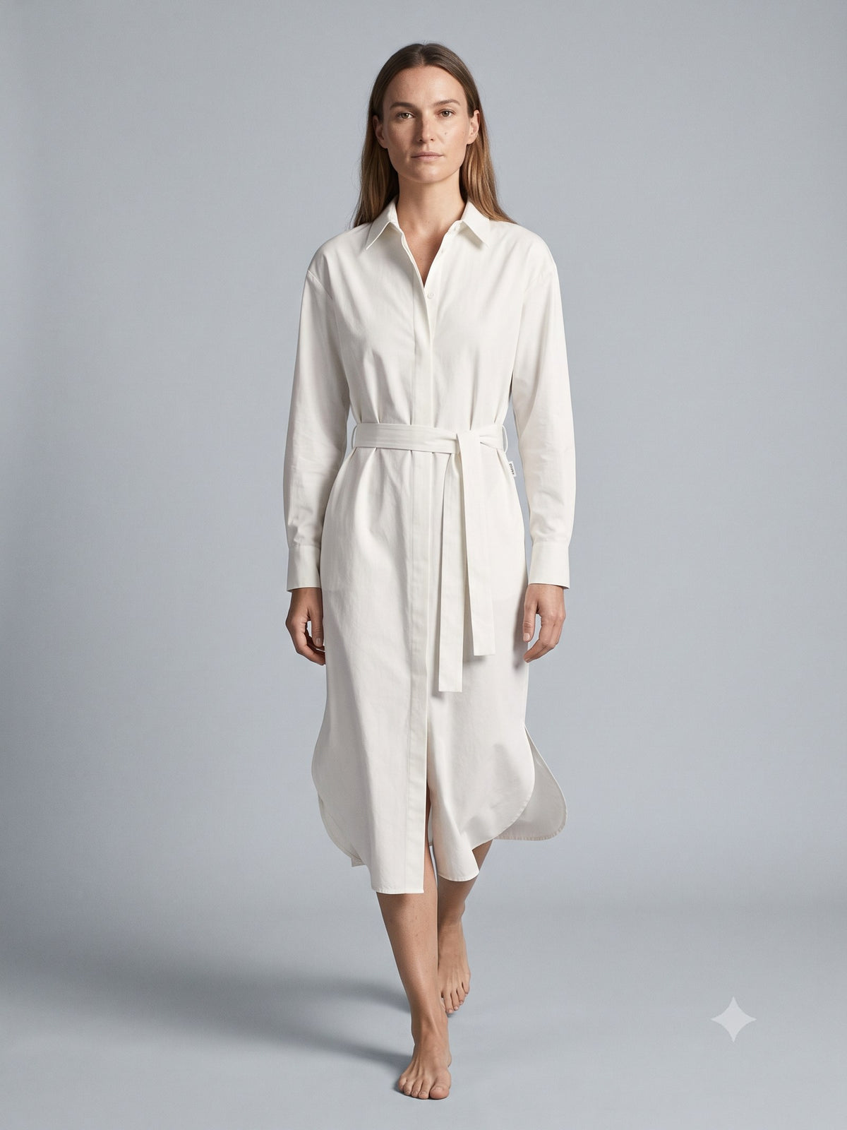 Threshold Poplin Shirt Dress in Chalk, in motion