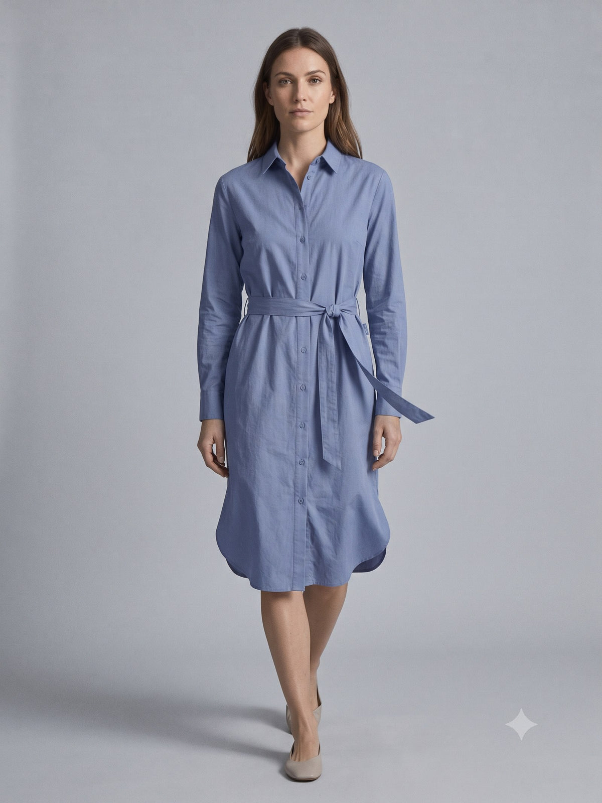 Threshold Poplin Shirt Dress in Cornflower, in motion