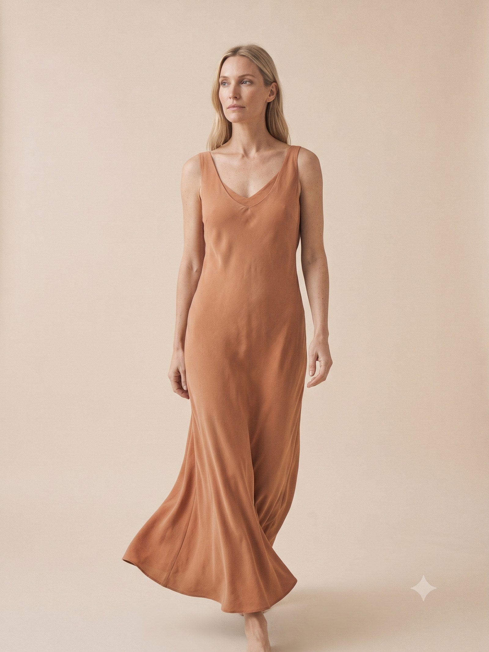Tide Washed Silk Maxi in Clay, front