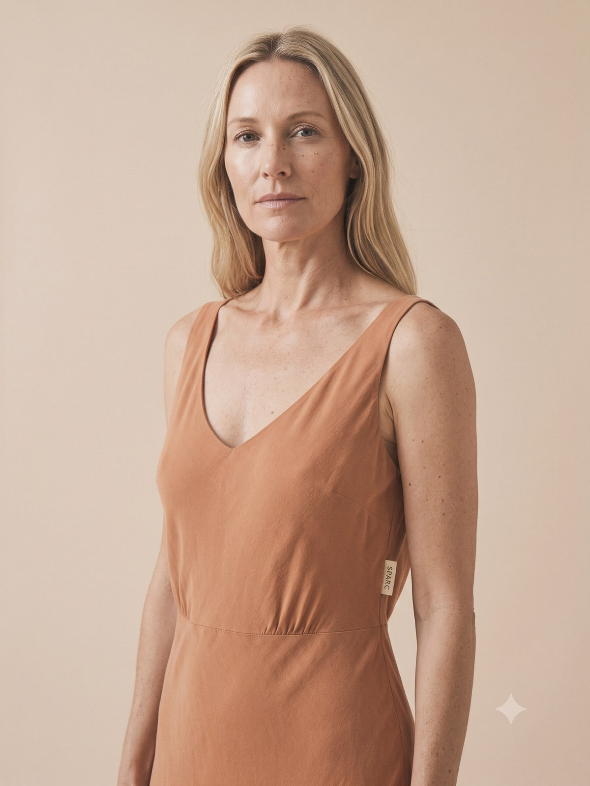 Tide Washed Silk Maxi in Clay, detail