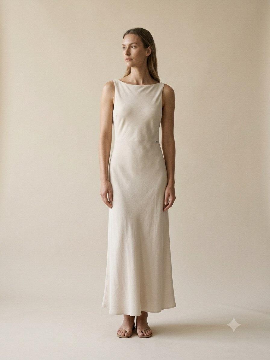 Tide Washed Silk Maxi in Shell, front