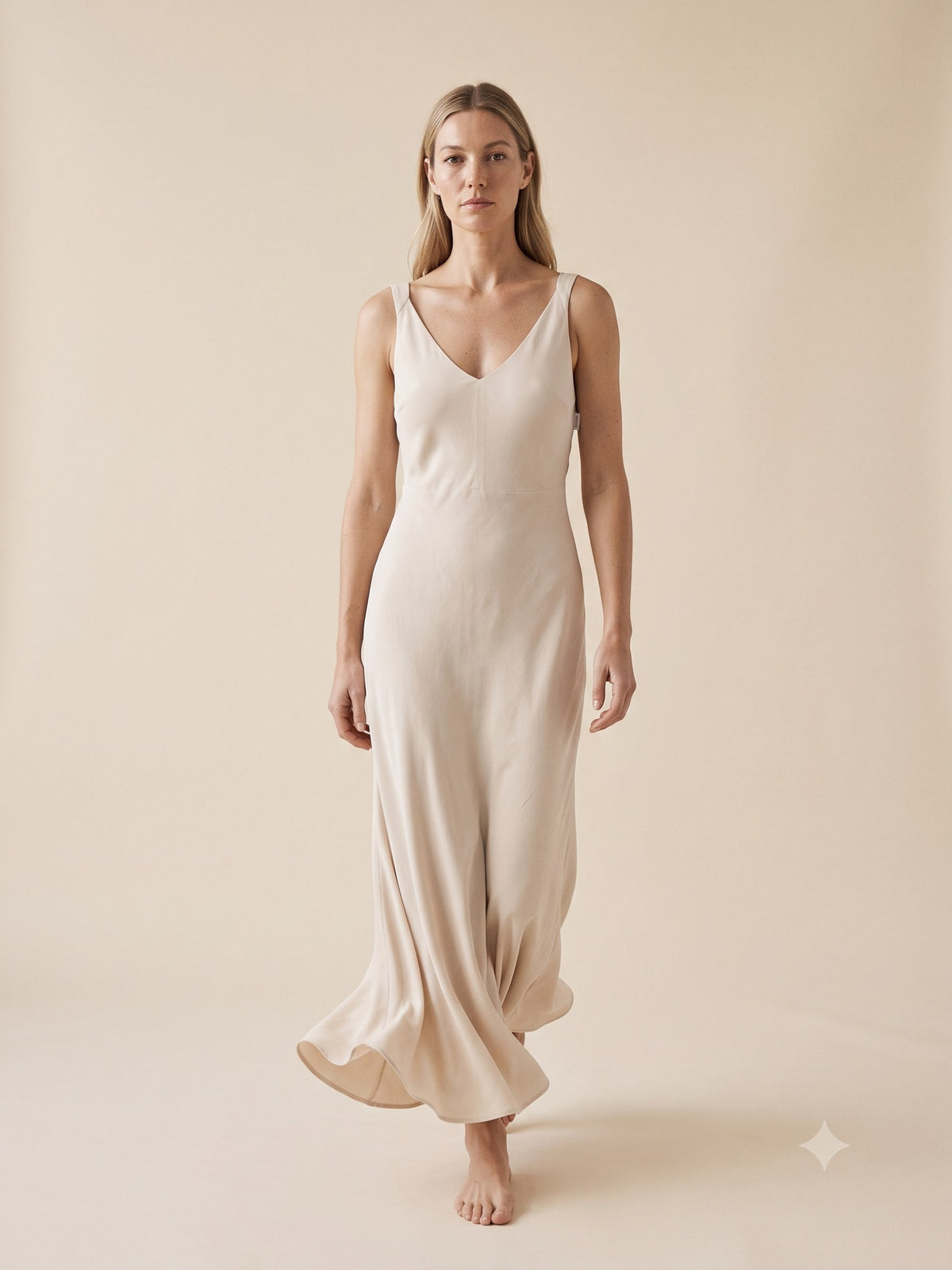 Tide Washed Silk Maxi in Shell, in motion