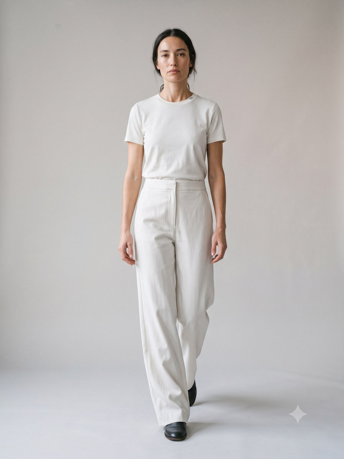 Trestle Fluid Twill Trouser in Chalk, front