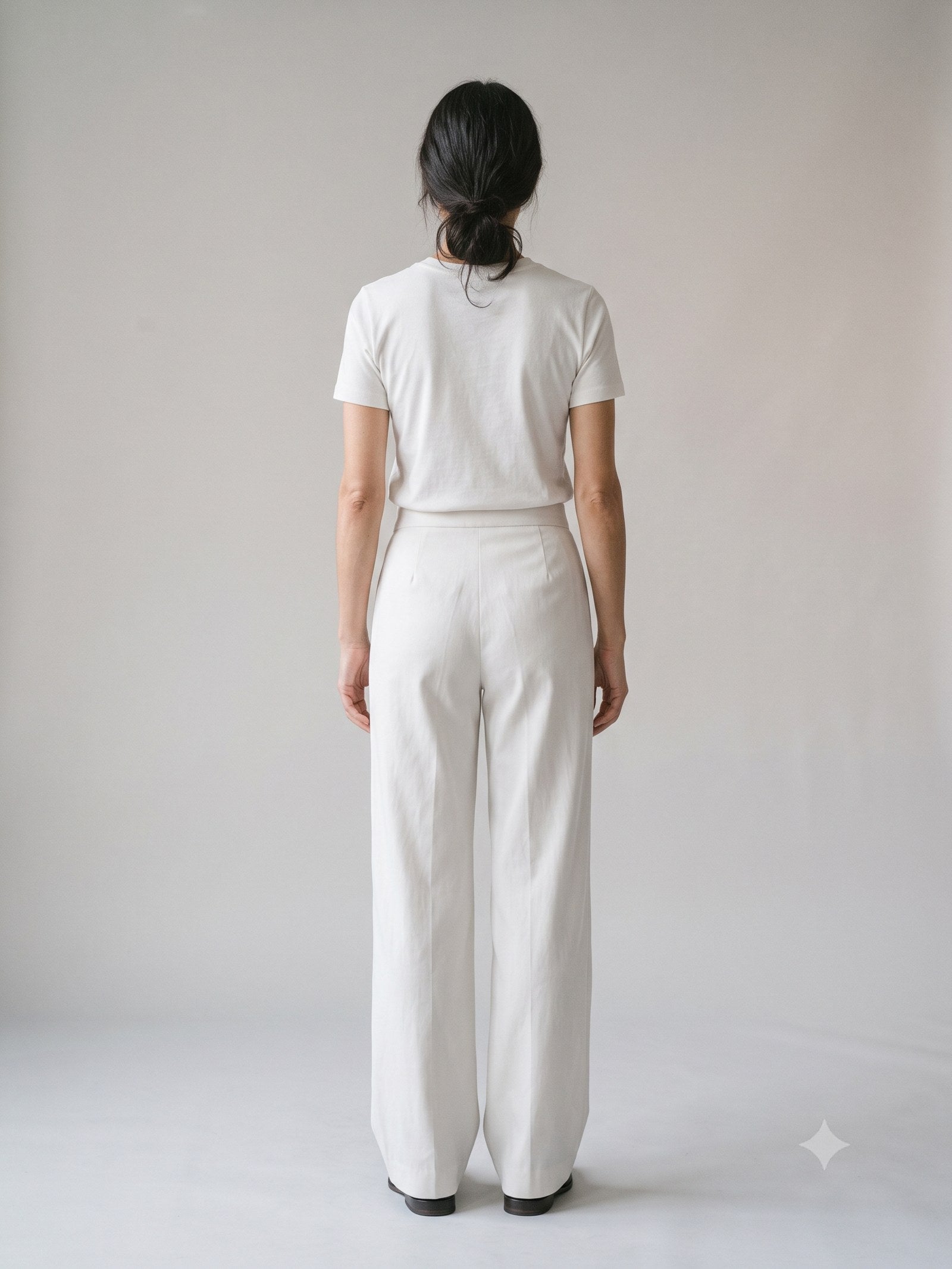 Trestle Fluid Twill Trouser in Chalk, back