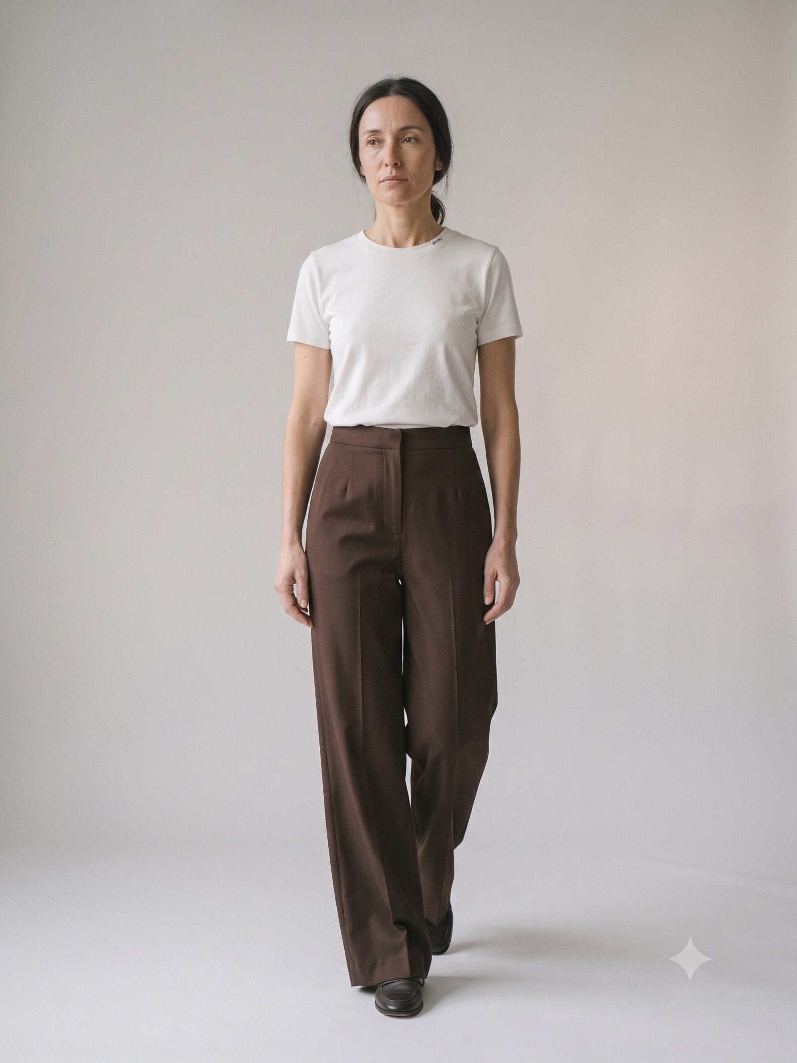Trestle Fluid Twill Trouser in Espresso, front