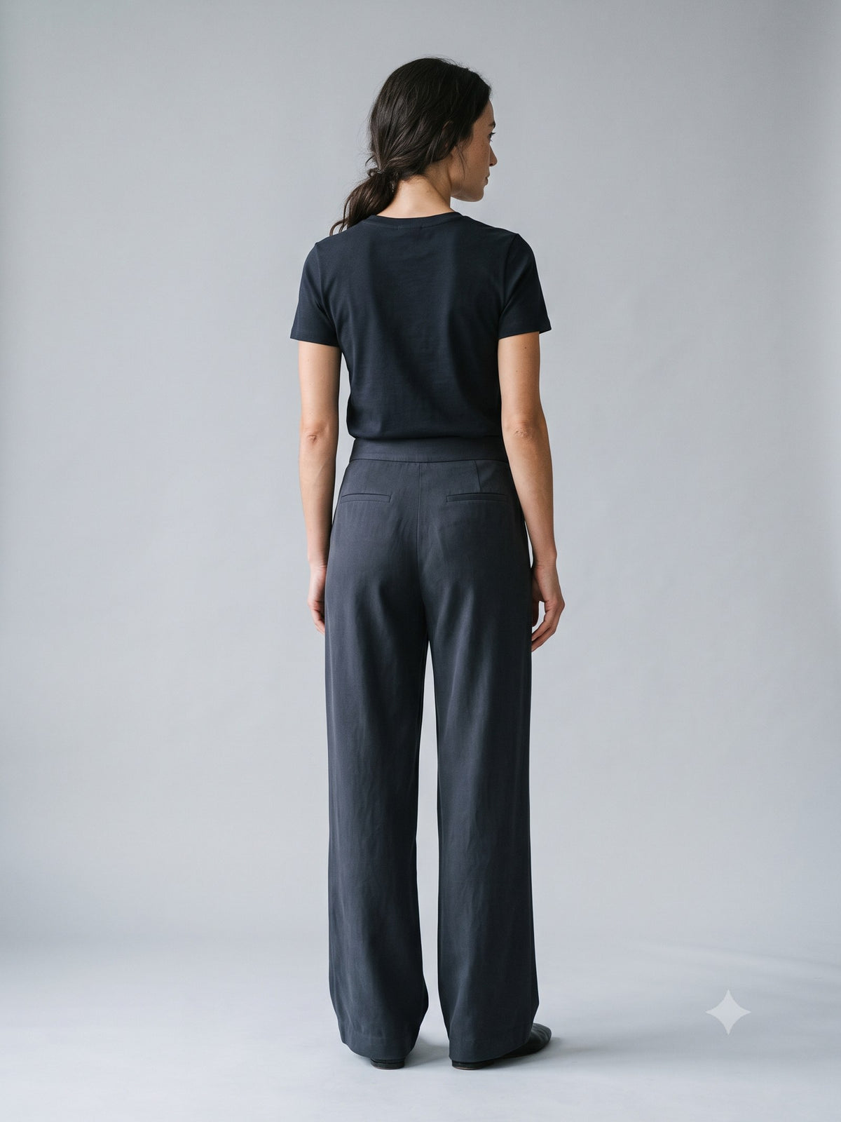 Trestle Fluid Twill Trouser in Ink, back