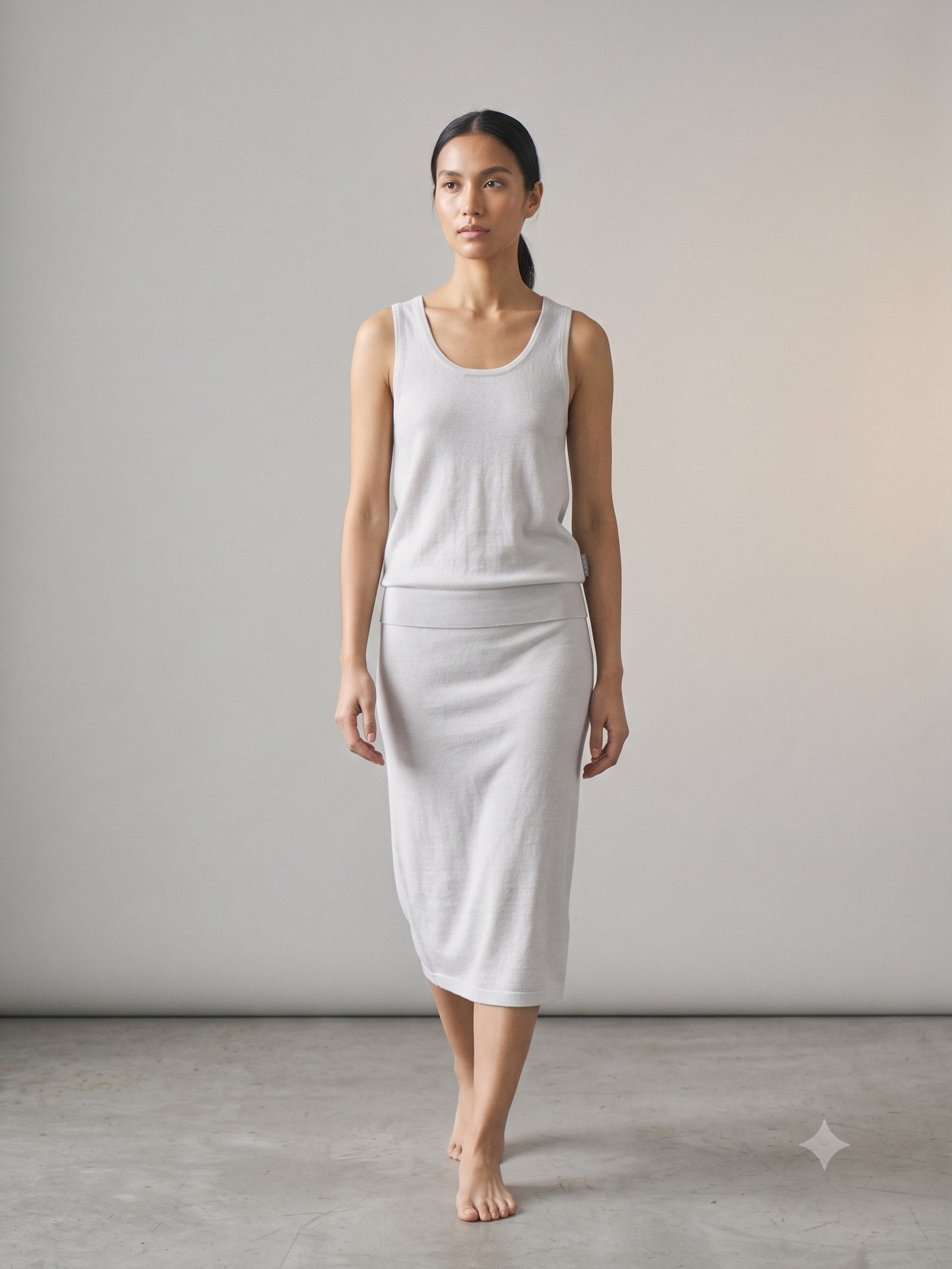 Truss Merino Tank and Skirt Set in Cloud, front