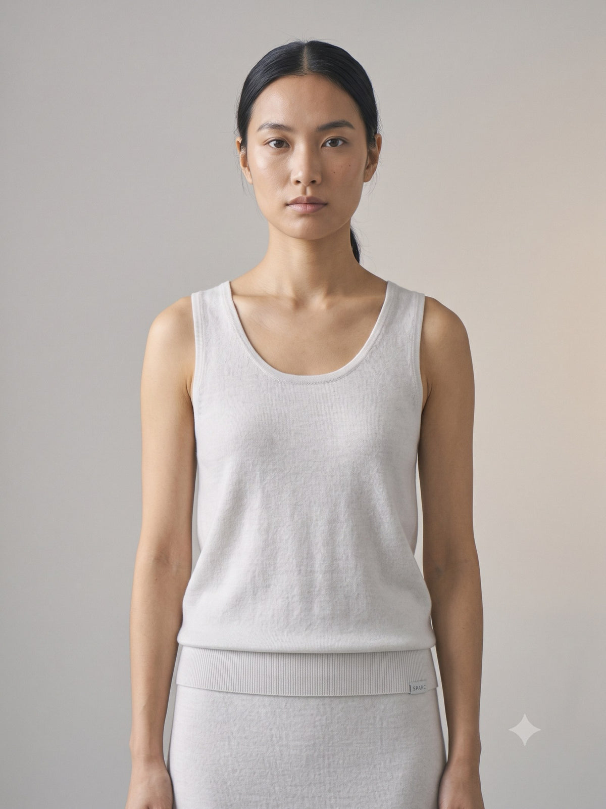 Truss Merino Tank and Skirt Set in Cloud, detail