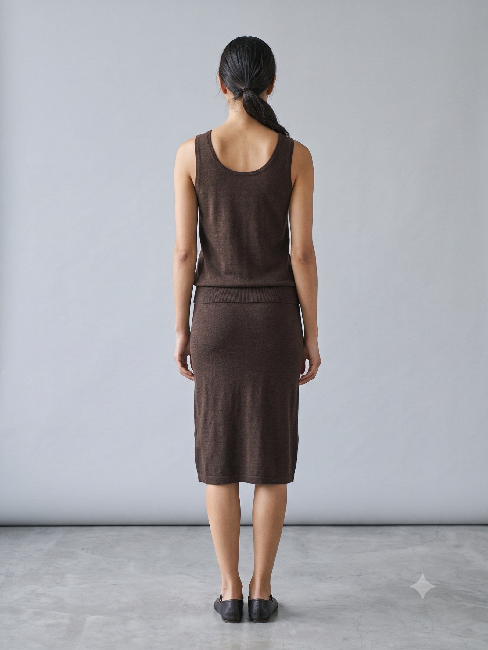 Truss Merino Tank and Skirt Set in Espresso, back