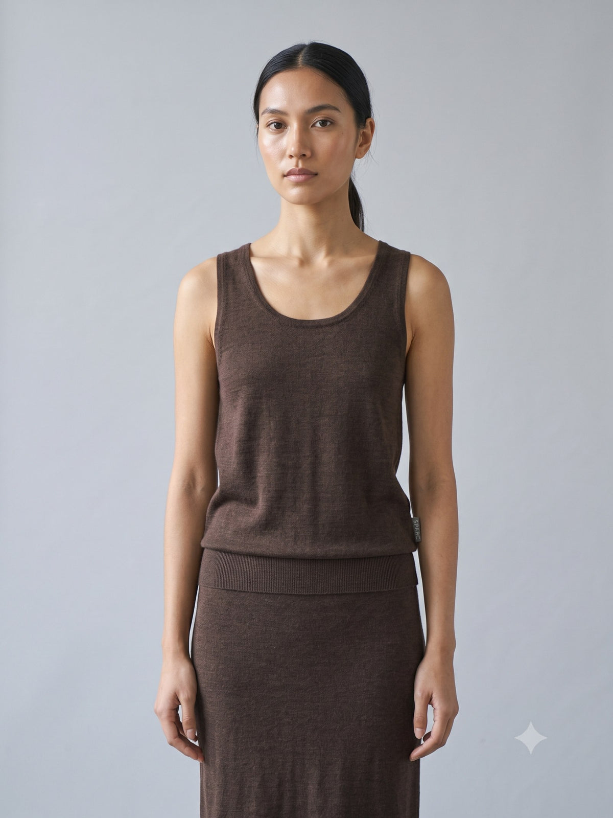 Truss Merino Tank and Skirt Set in Espresso, detail