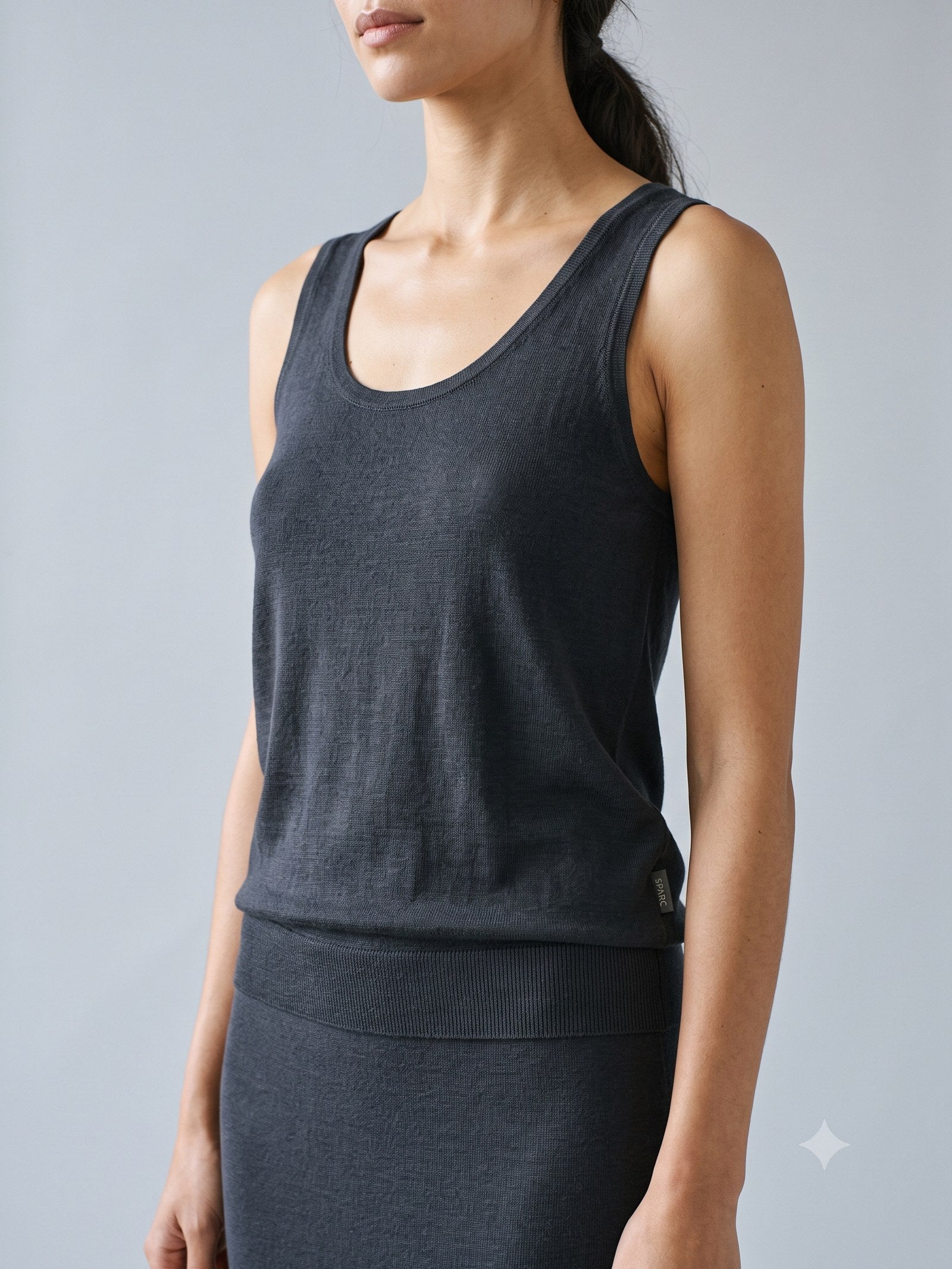 Truss Merino Tank and Skirt Set in Ink, detail