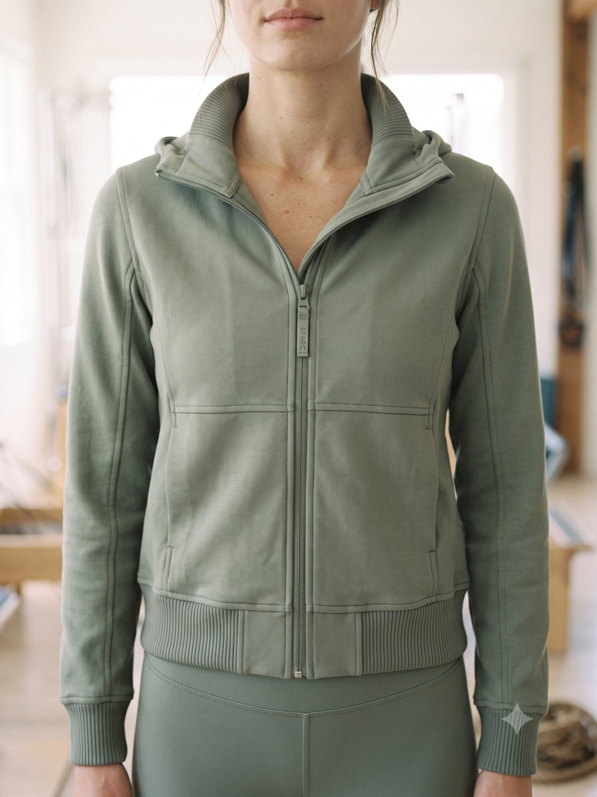 Velocity Bonded Bomber in Sage, detail