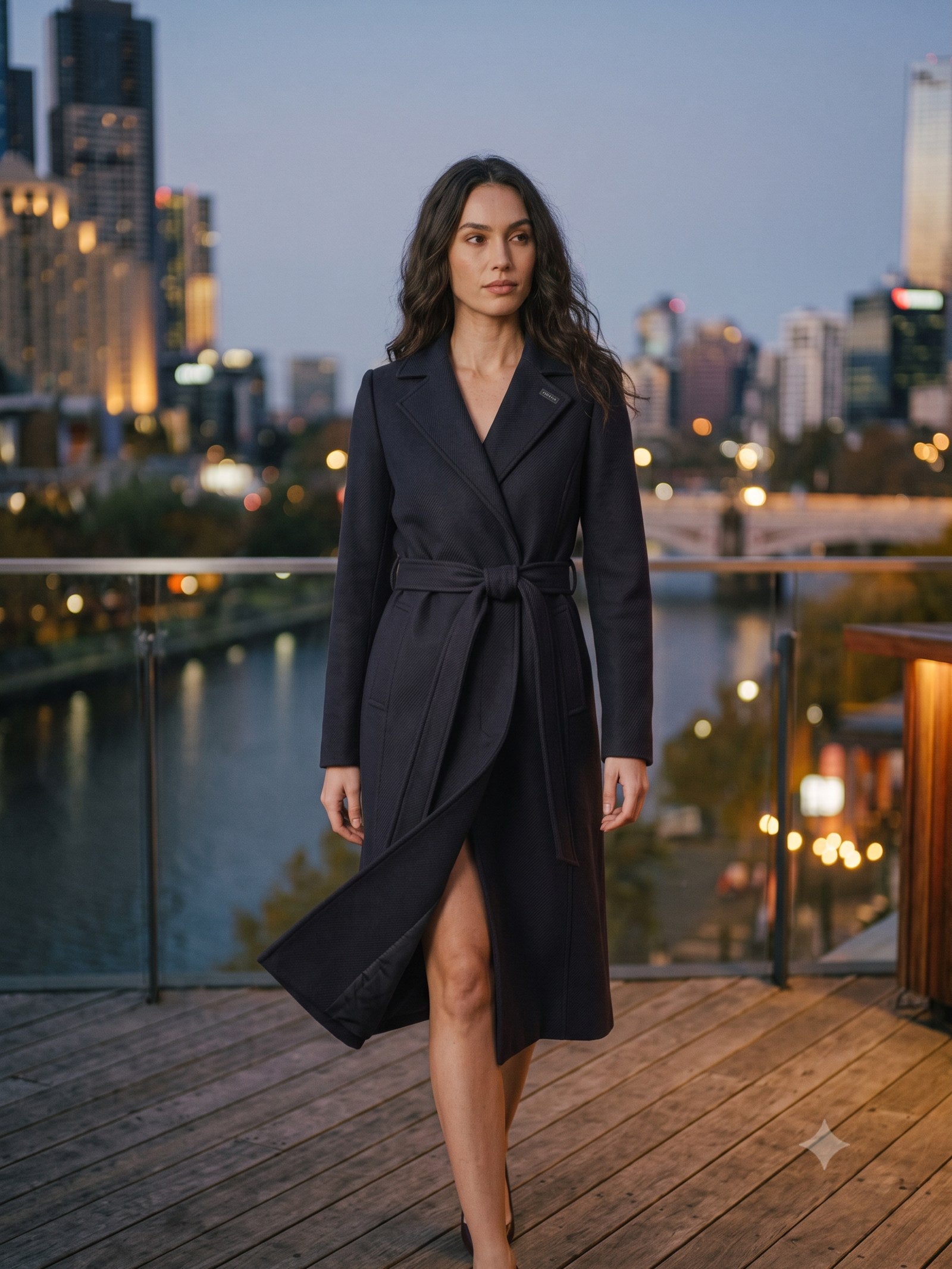 Vesta Longline Wool Coat in Ink, front