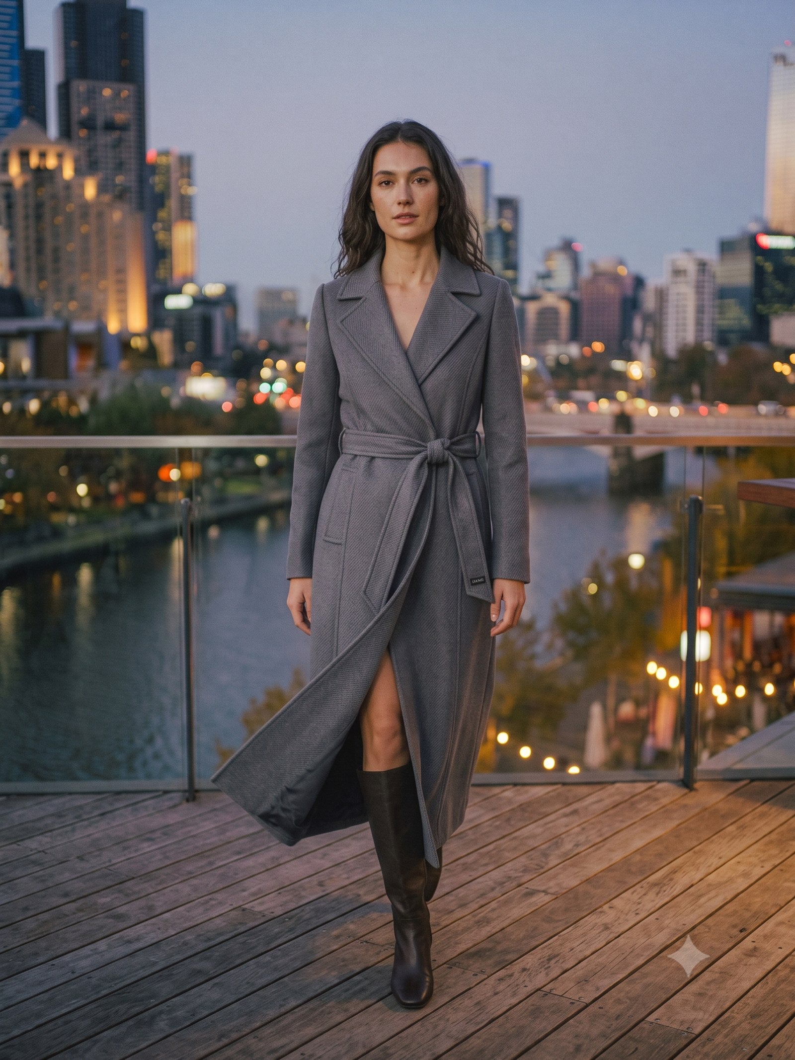 Vesta Longline Wool Coat in Smoke, front