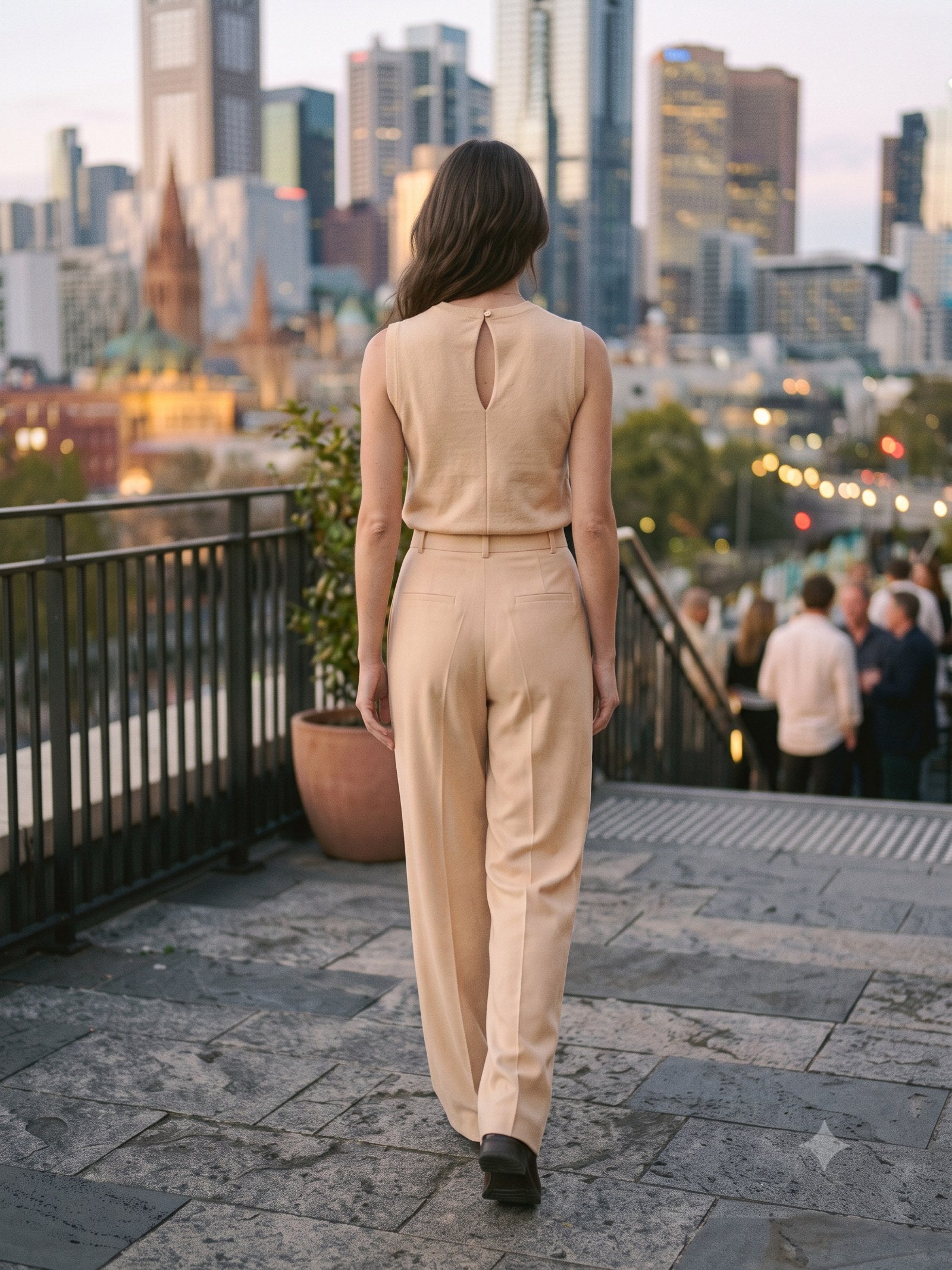 Vigil Pleated Trouser in Champagne, back
