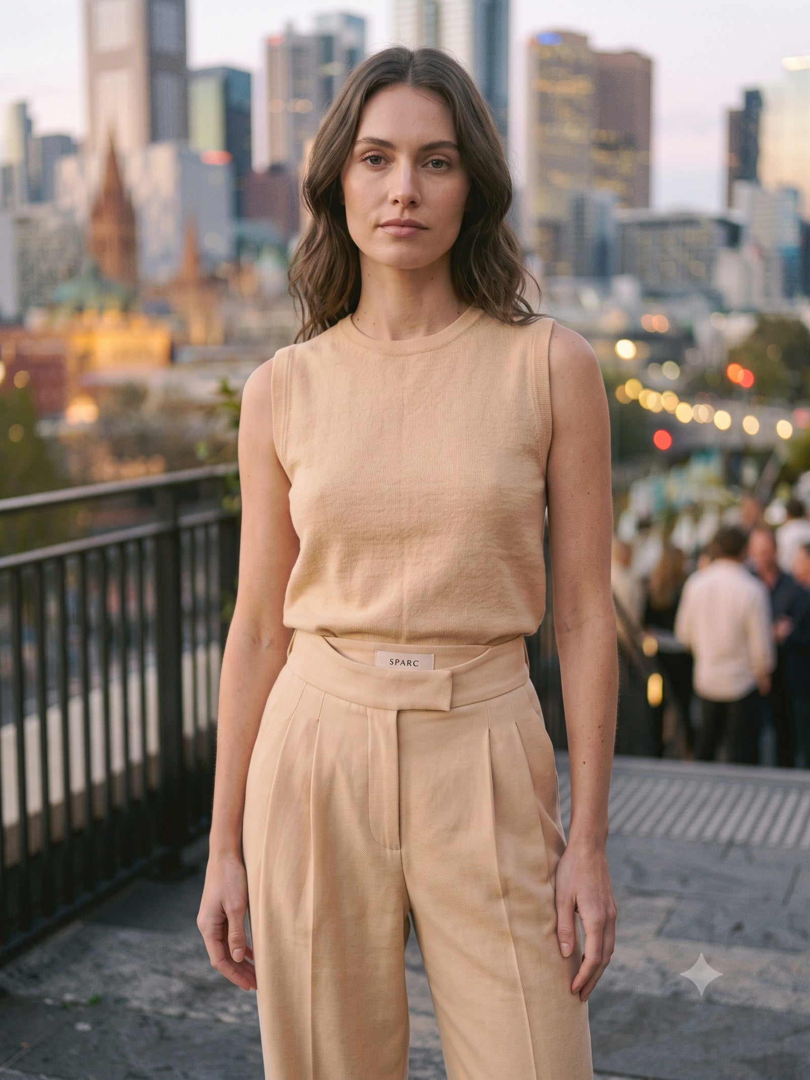 Vigil Pleated Trouser in Champagne, detail
