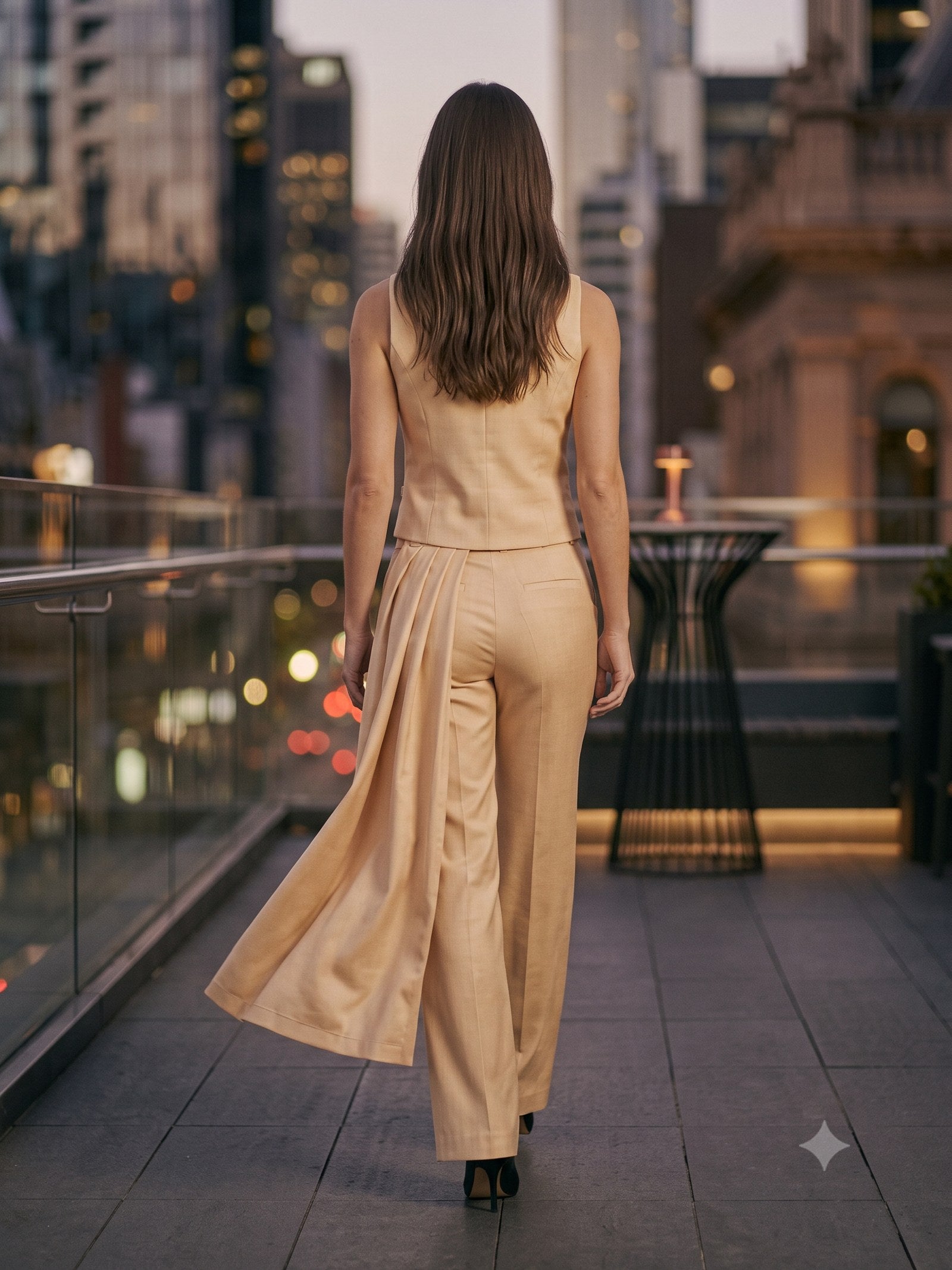 Votive Silk Faille Three-Piece in Champagne, back