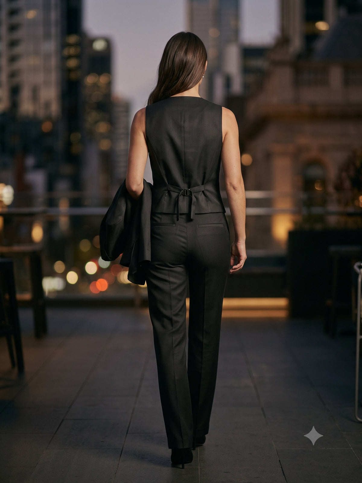 Votive Silk Faille Three-Piece in Onyx, back